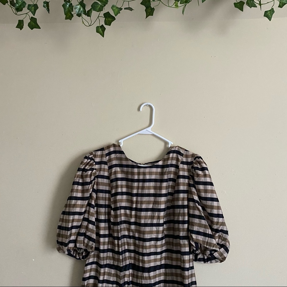 nwt gingam brown h&m dress